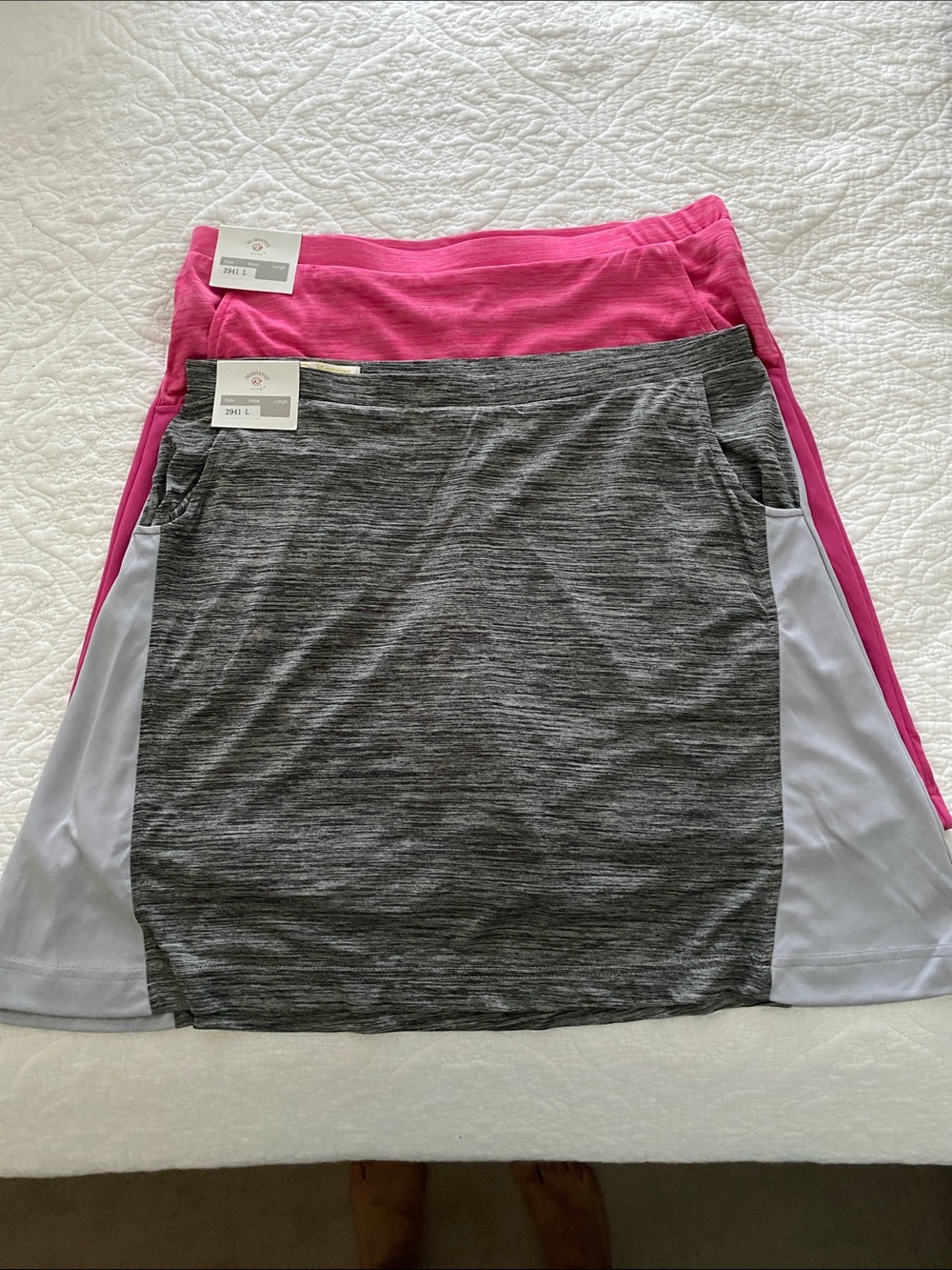 NWT Bundle of 2 Monterey Club Athletic Skorts Heather Gray and Pink size L
